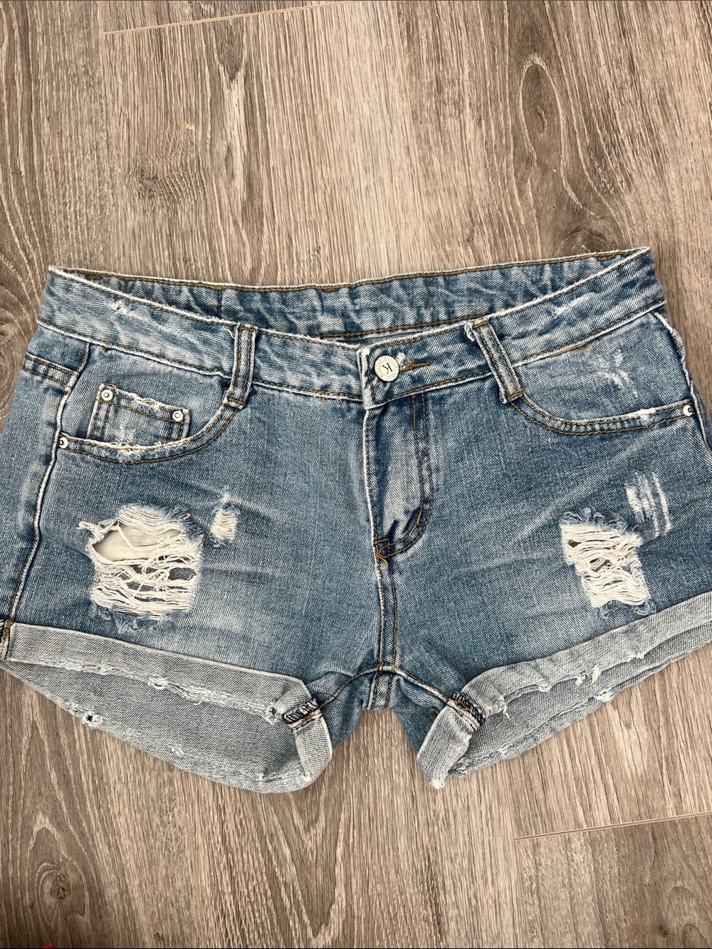 Distressed Blue Denim Women's Shorts
